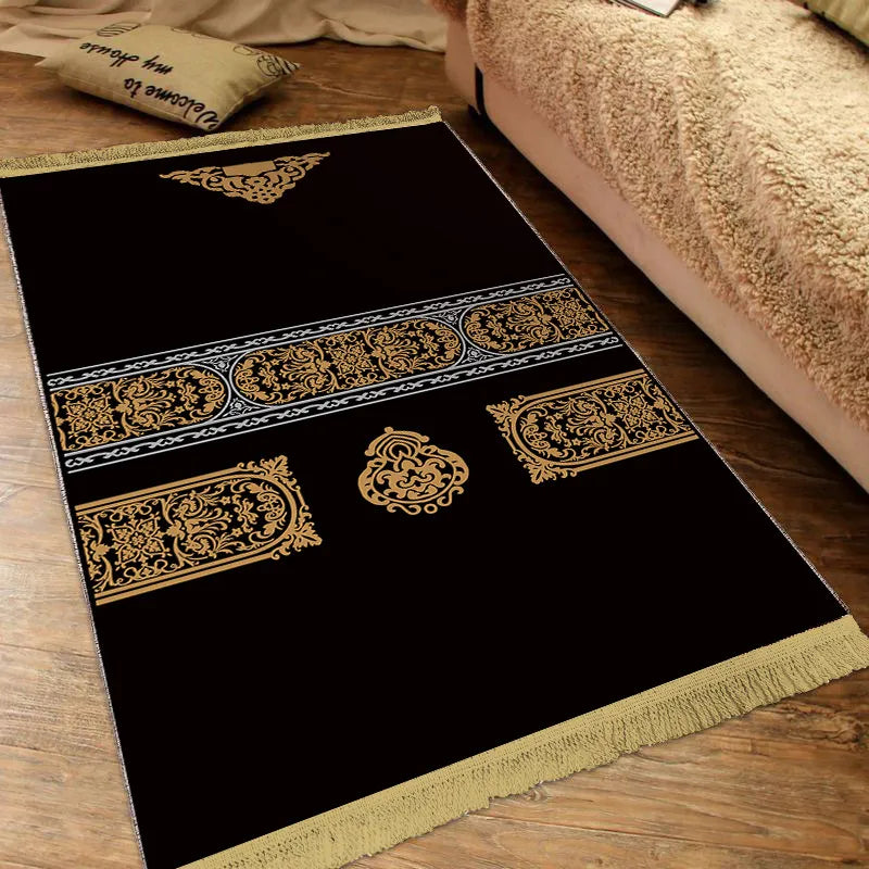 Islamic Mat with Tassel: Stylish Prayer Rug for Home - Thick, Non-slip, Portable, Available in S/M/L"
